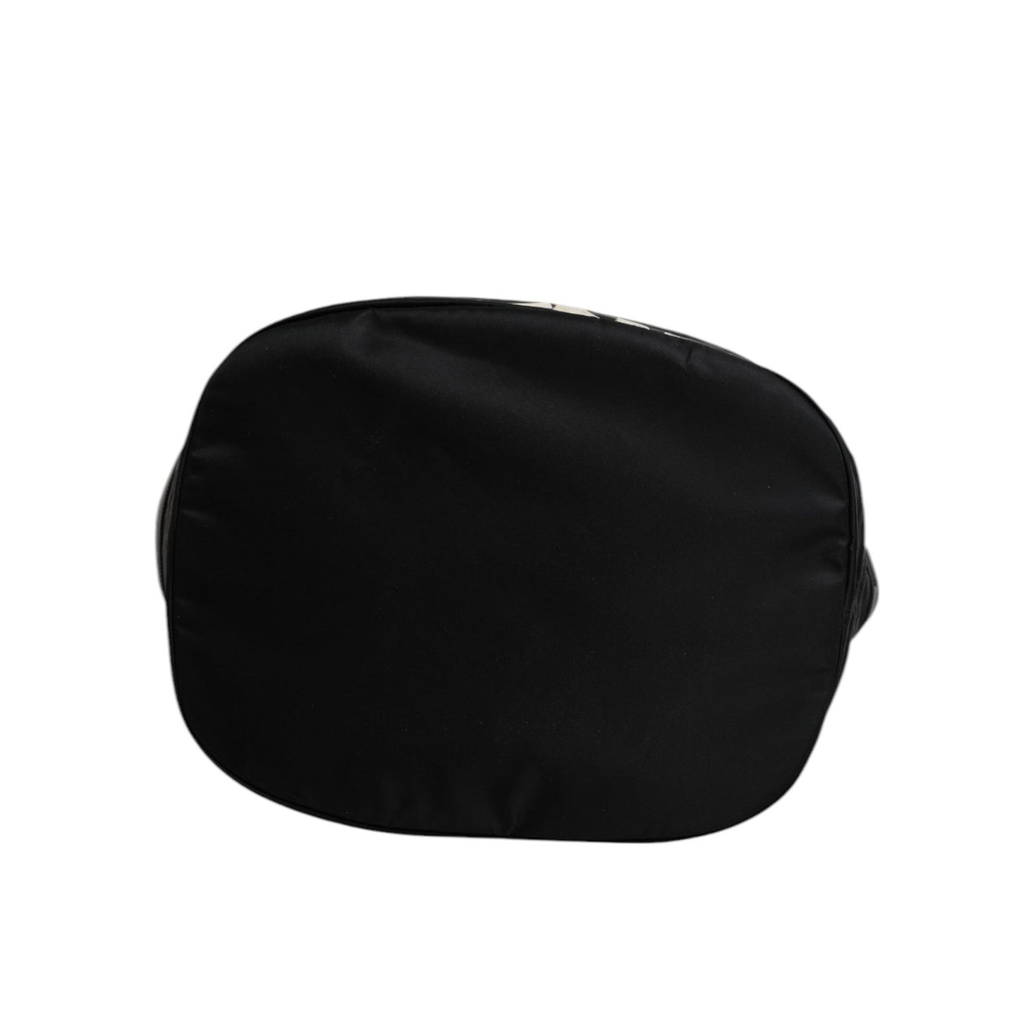 Dolce & Gabbana Black Nylon White Iconic Logo Shoulder Bucket Bag