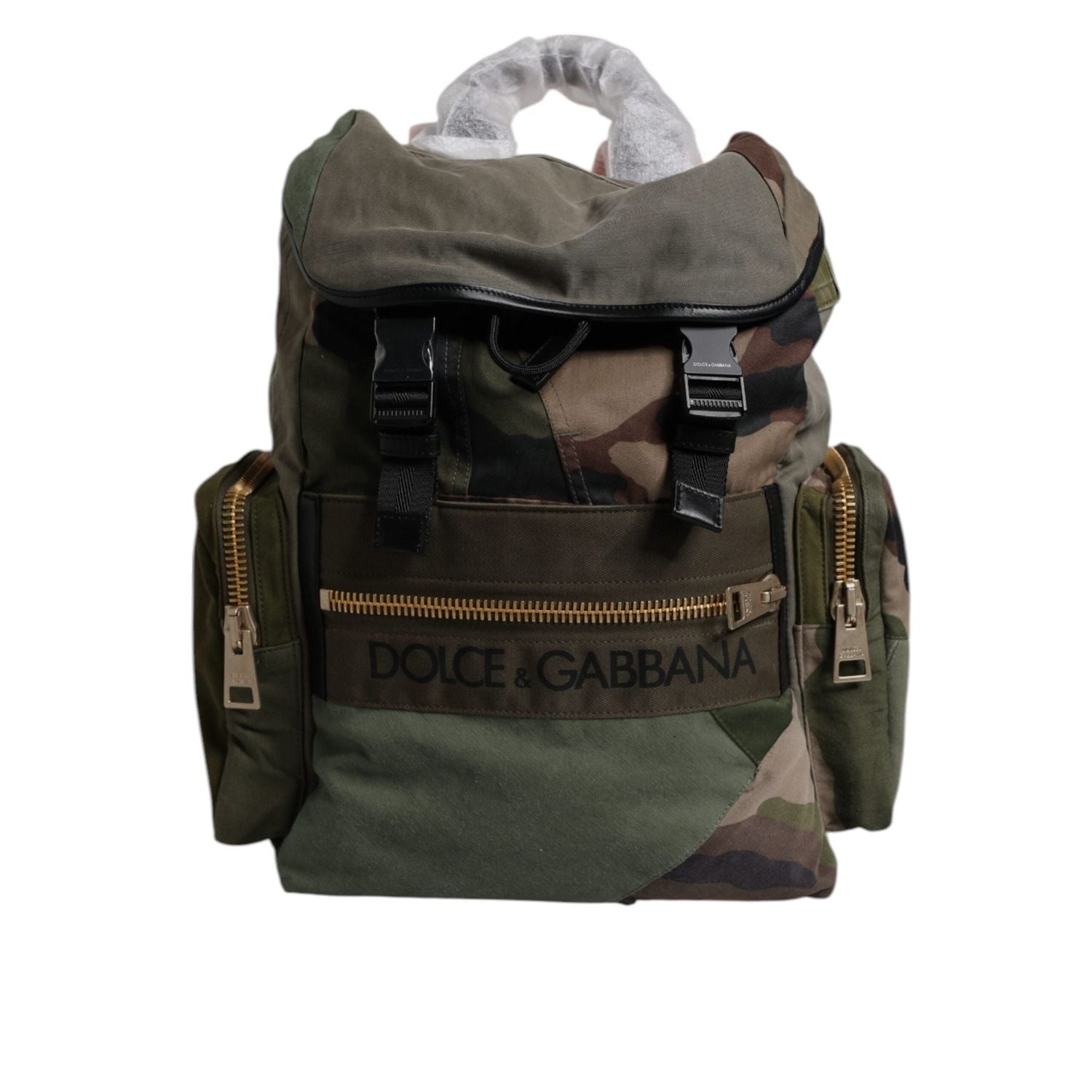 Dolce & Gabbana Military Green Patchwork Travel Backpack Bag