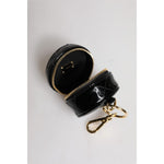 Dolce & Gabbana Black Lamb Leather DG Crystal Round Coin Purse Wallet BAG4270