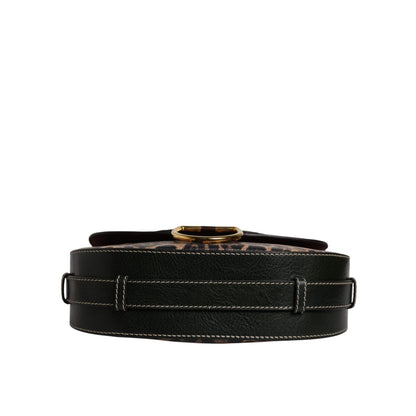 Dolce & Gabbana Black Brown Leopard Leather Shoulder Strap Bag