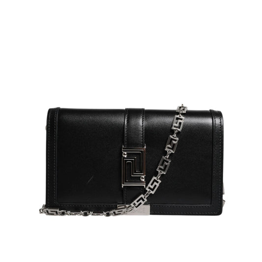 Versace Black Calfskin Leather Chain Strap Shoulder Crossbody Bag BAG4391