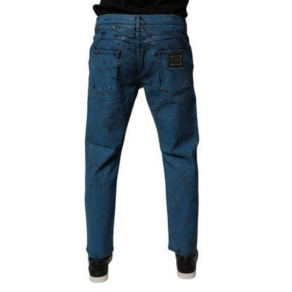 Dolce & Gabbana Blue Tie Dye Cotton Skinny Men Denim Jeans