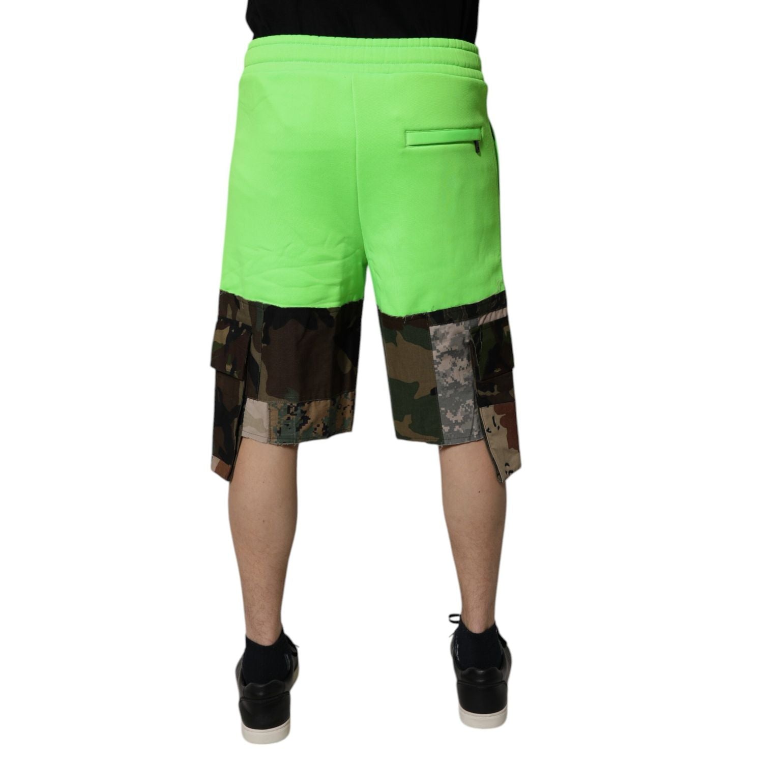 Dolce & Gabbana Green Patchwork Camouflage Men Cargo Shorts