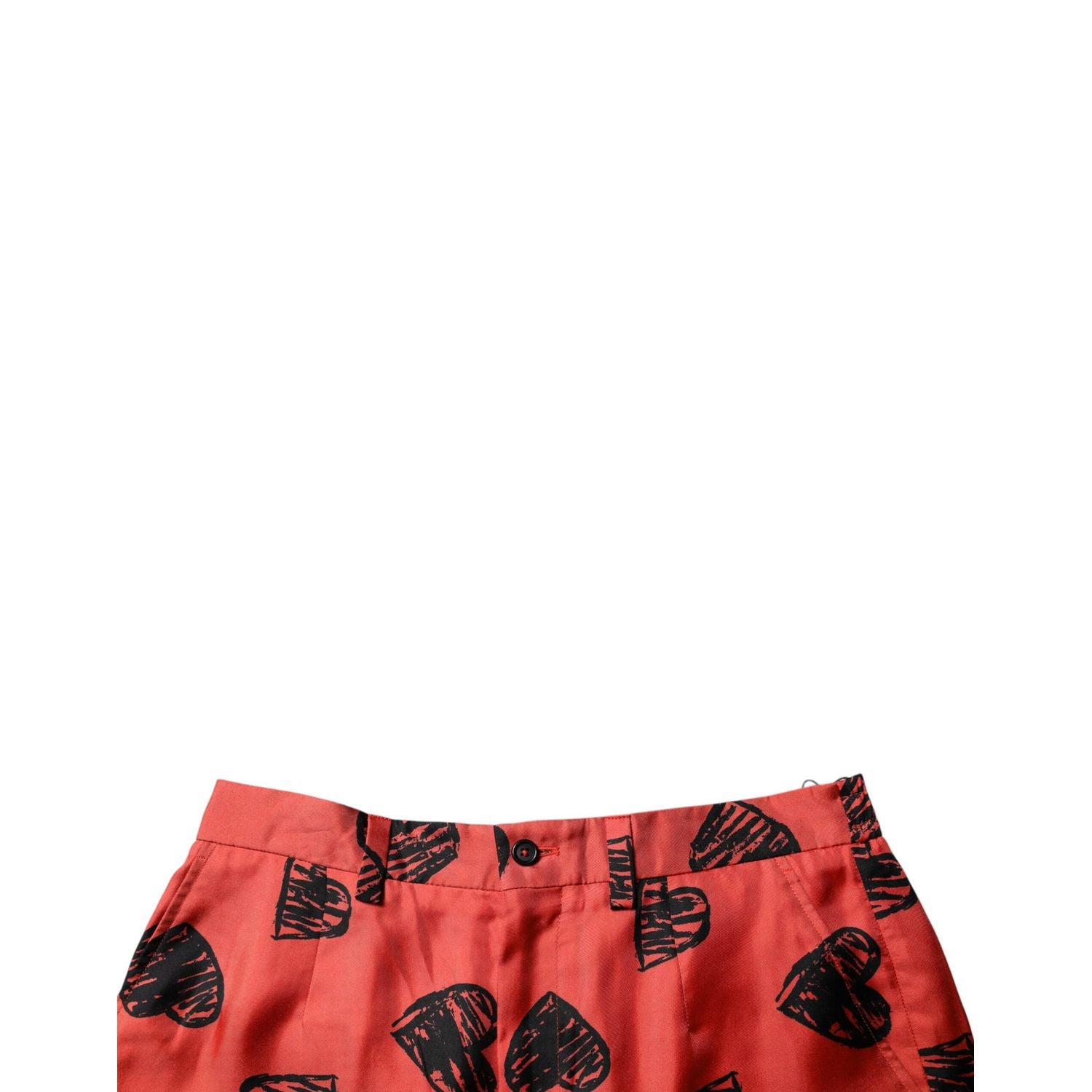 Dolce & Gabbana Orange Silk Heart Print Bermuda Shorts