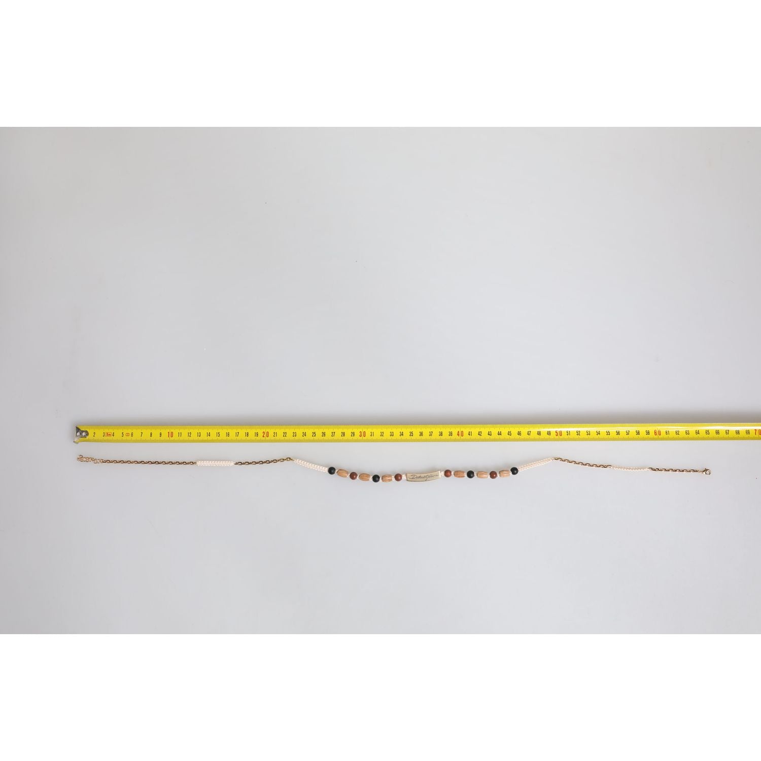 Dolce & Gabbana Black Gold Wooden Beaded Logo Pendant Necklace