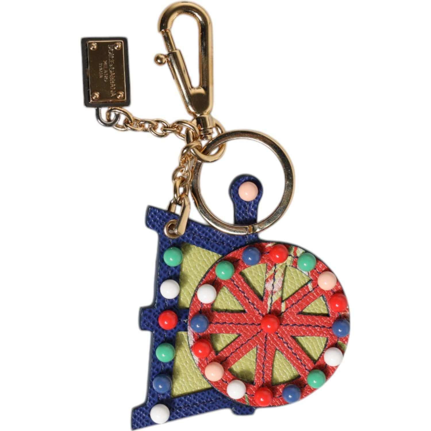 Dolce & Gabbana Multicolor Gold Tone Carretto Keychain Keyring