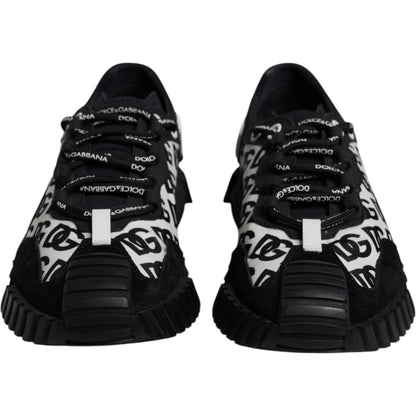 Dolce & Gabbana Black Logo Lace Up Low Top NS1 Sneakers Shoes