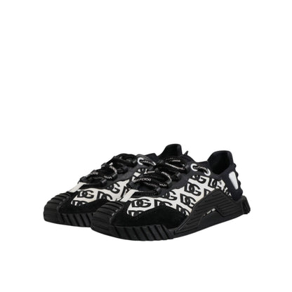 Dolce & Gabbana Black Logo Lace Up Low Top NS1 Sneakers Shoes