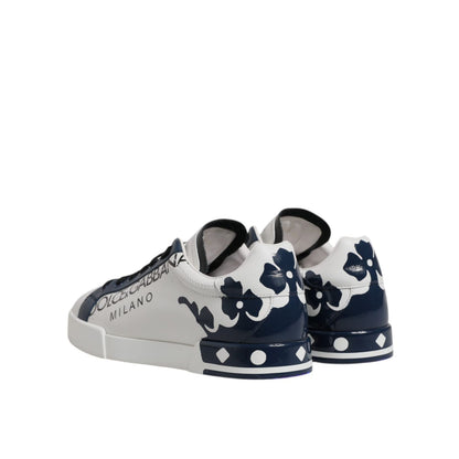 Dolce & Gabbana White Blue Crown Low Top Men Sneakers Shoes