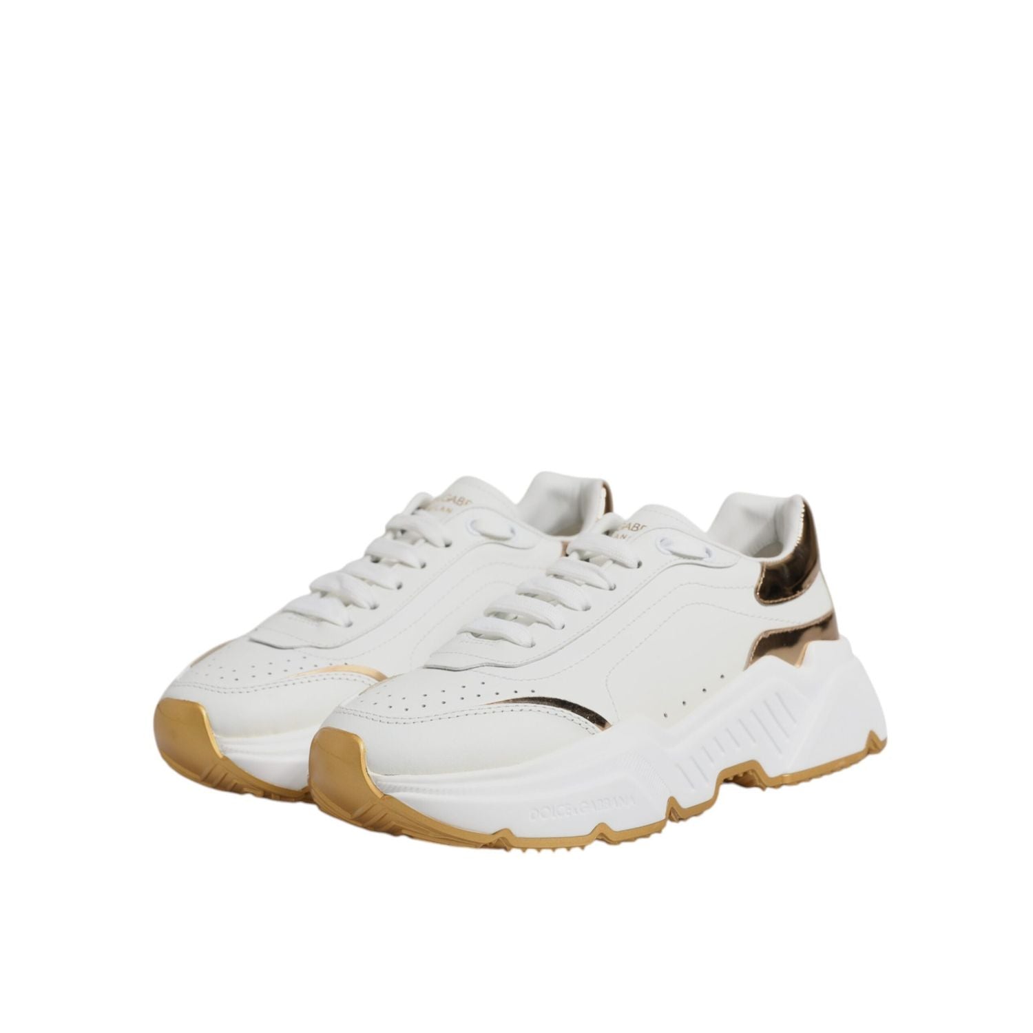 Dolce & Gabbana White Gold Daymaster Low Top Sneakers Shoes