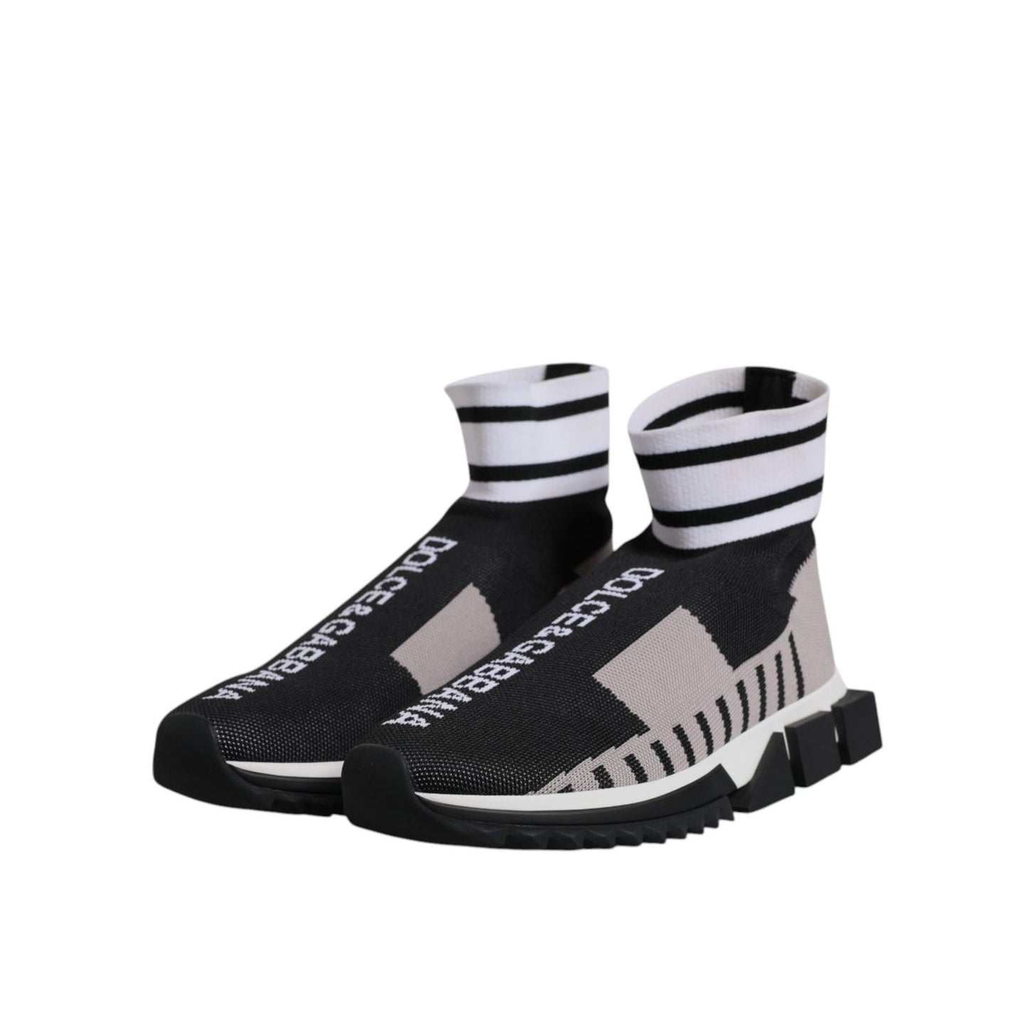 Dolce & Gabbana Black Gray Sorrento Socks Women Sneakers Shoes