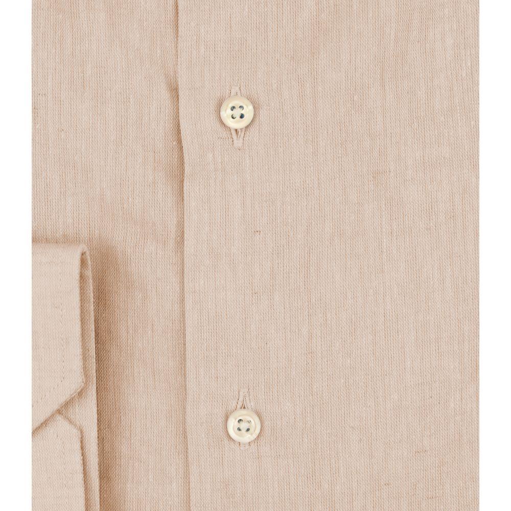 Bagutta Beige Linen Men Shirt BA-15224-IT40 | M