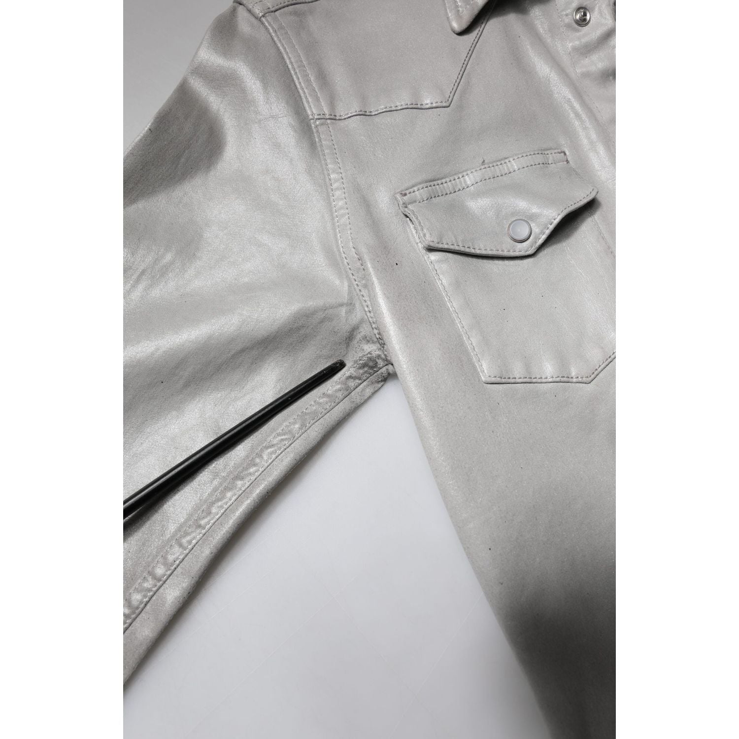 Dolce & Gabbana Metallic Gray Cotton Button Down Shirt