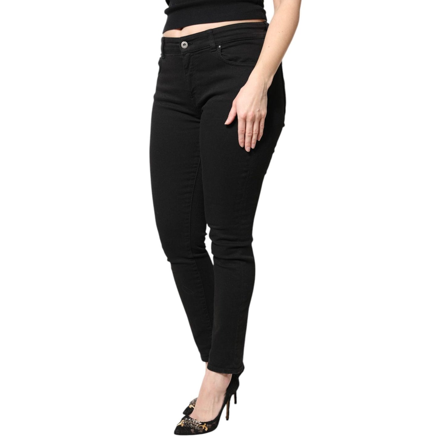 Dolce & Gabbana Black Cotton Mid Waisted Skinny Denim Jeans