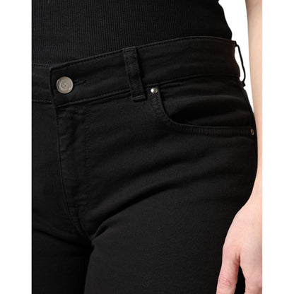 Dolce & Gabbana Black Cotton Mid Waisted Skinny Denim Jeans