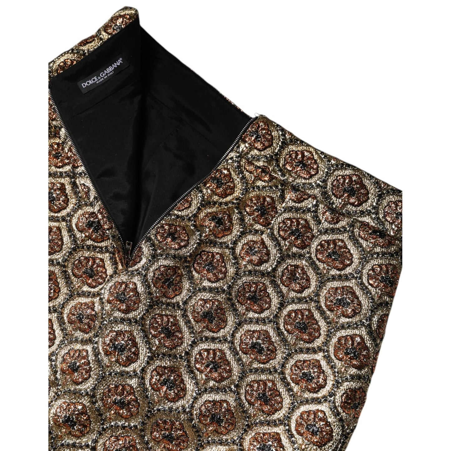 Dolce & Gabbana Brown Polyester Brocade A-line Mini Skirt