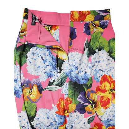 Dolce & Gabbana Multicolor Floral Print High Waist Midi Skirt