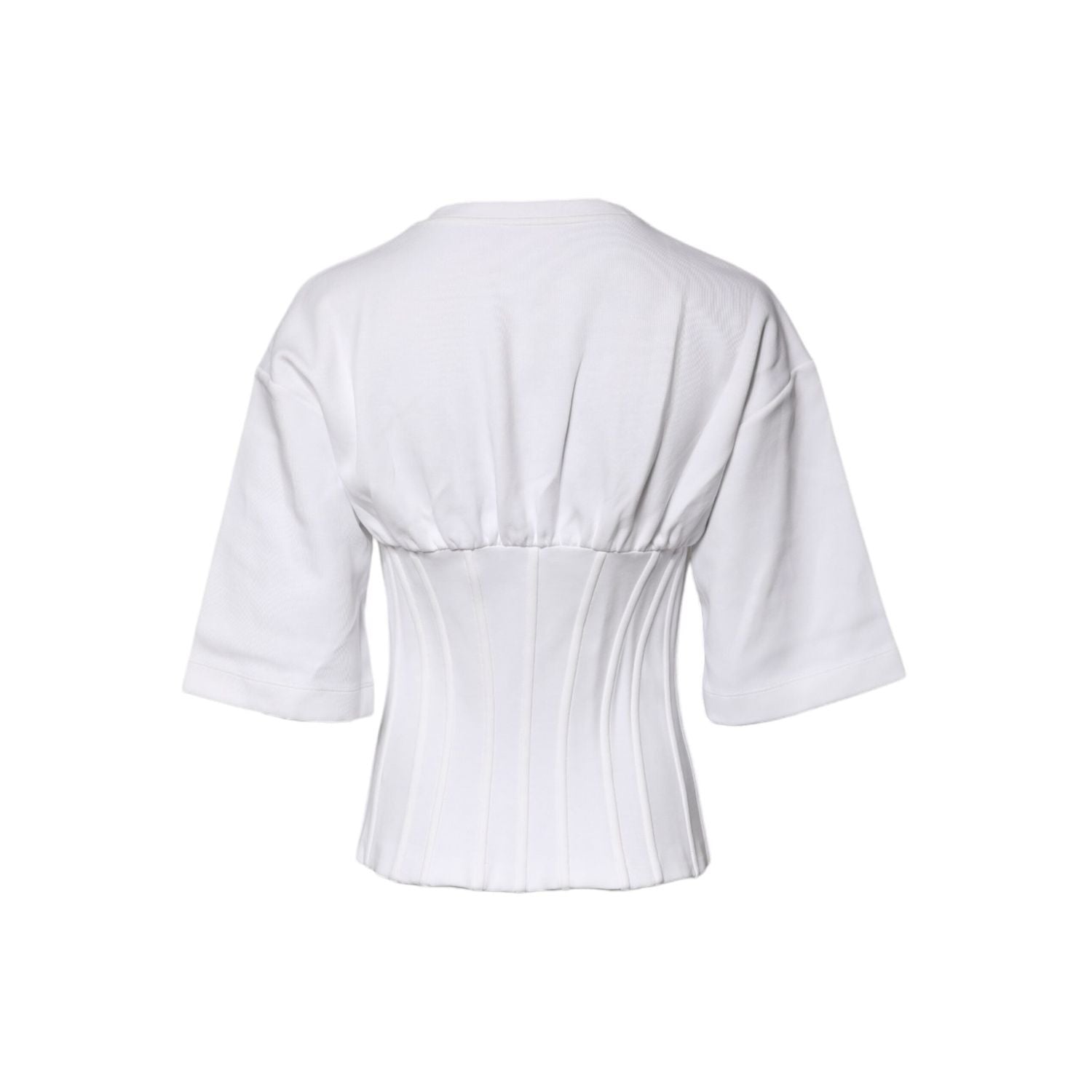 Dolce & Gabbana White Cotton Blend 3/4 Sleeves Blouse Top