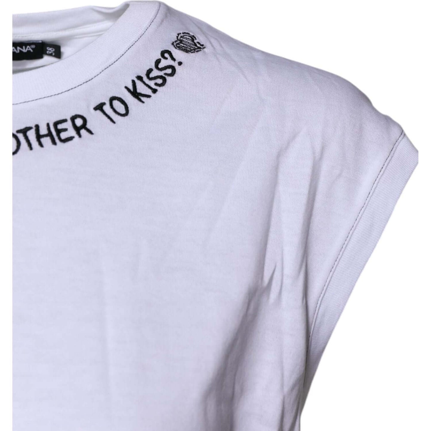 Dolce & Gabbana White Cotton Sleeveless Printed Tank T-shirt TSH87185-38