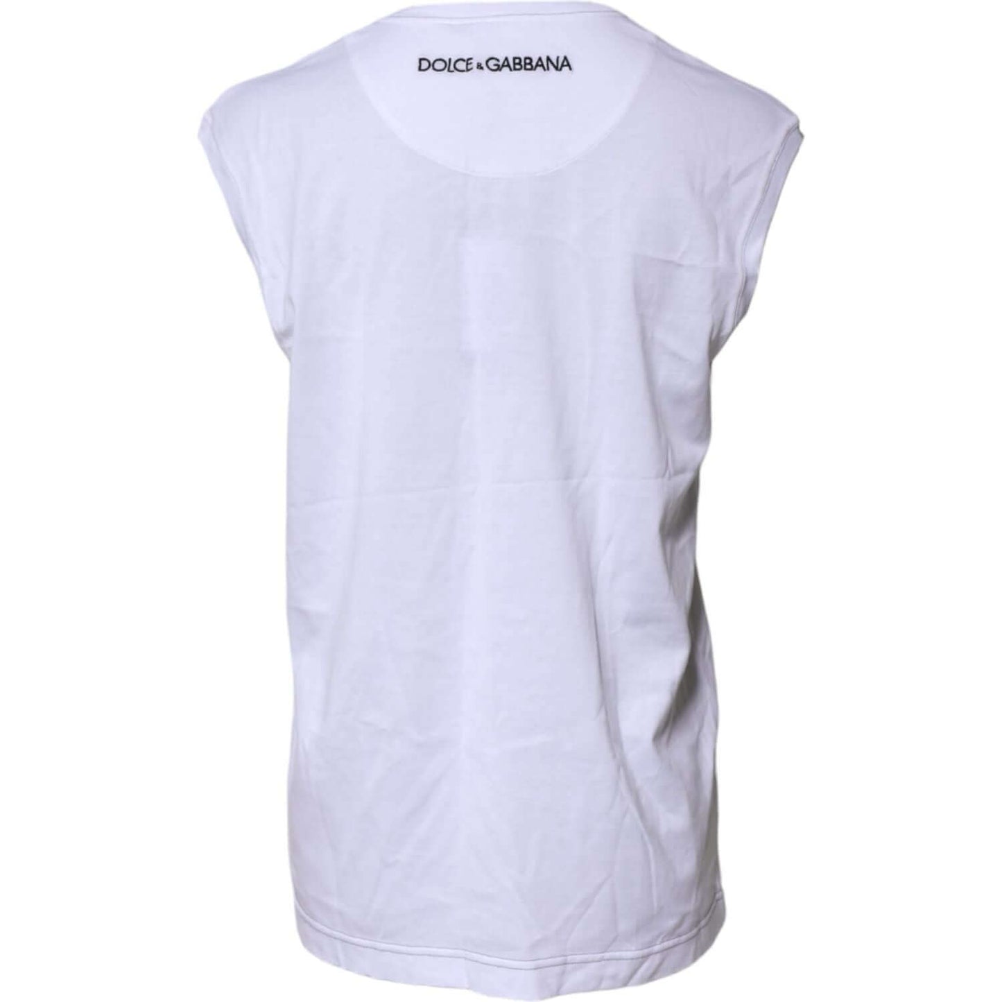 Dolce & Gabbana White Cotton Sleeveless Printed Tank T-shirt TSH87185-38