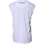 Dolce & Gabbana White Cotton Sleeveless Printed Tank T-shirt TSH87185-38