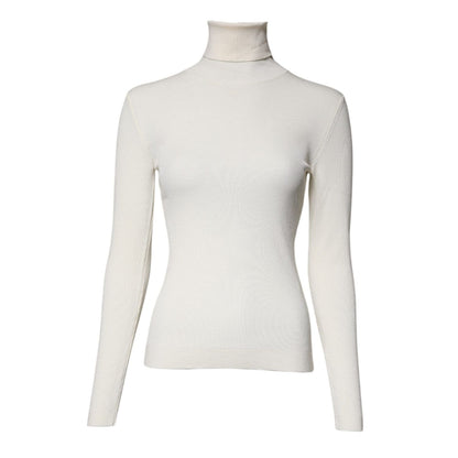 Dolce & Gabbana Cream Long Sleeves Turtleneck Slim Sweater