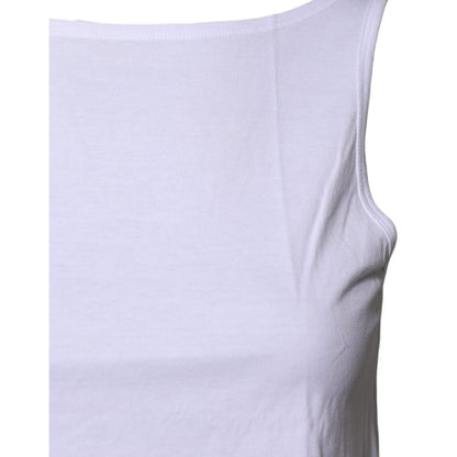 Dolce & Gabbana White Cotton Sleeveless Round Neck Tank Top
