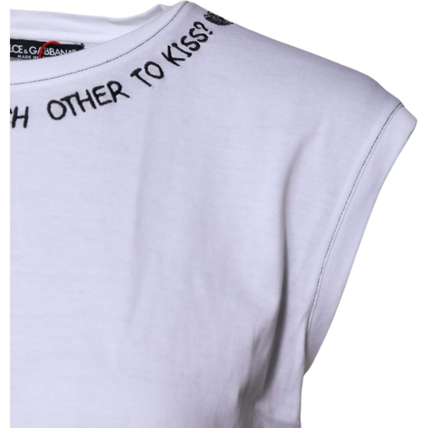 Dolce & Gabbana White Cotton Sleeveless Printed Tank T-shirt TSH87355-36