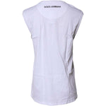 Dolce & Gabbana White Cotton Sleeveless Printed Tank T-shirt TSH87355-36
