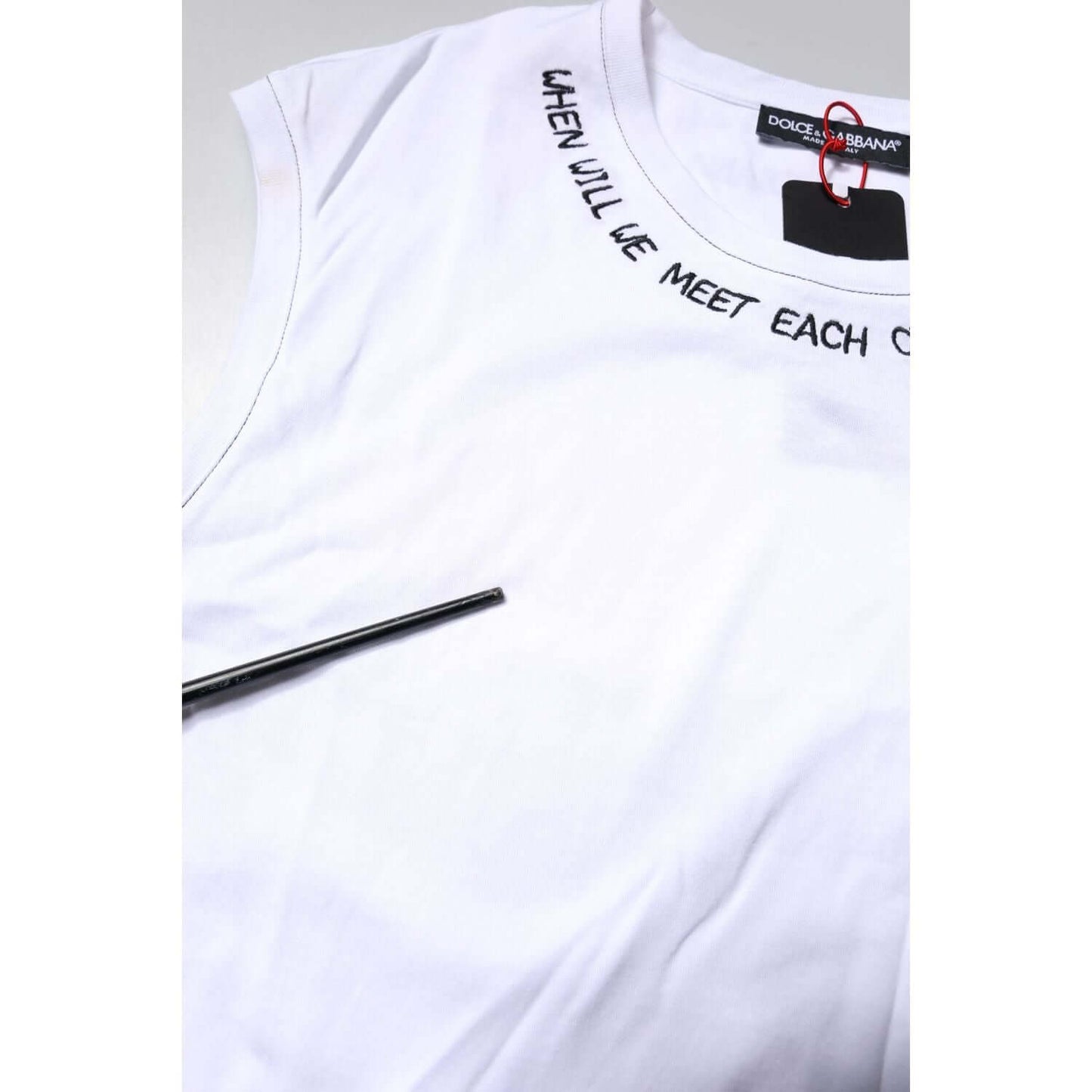 Dolce & Gabbana White Cotton Sleeveless Printed Tank T-shirt TSH87355-36