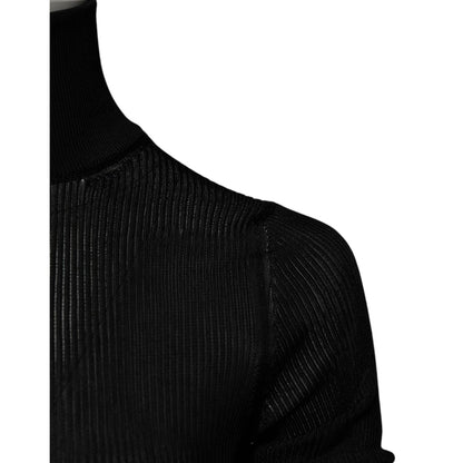 Dolce & Gabbana Black Knit Long Sleeves Turtleneck Slim Top