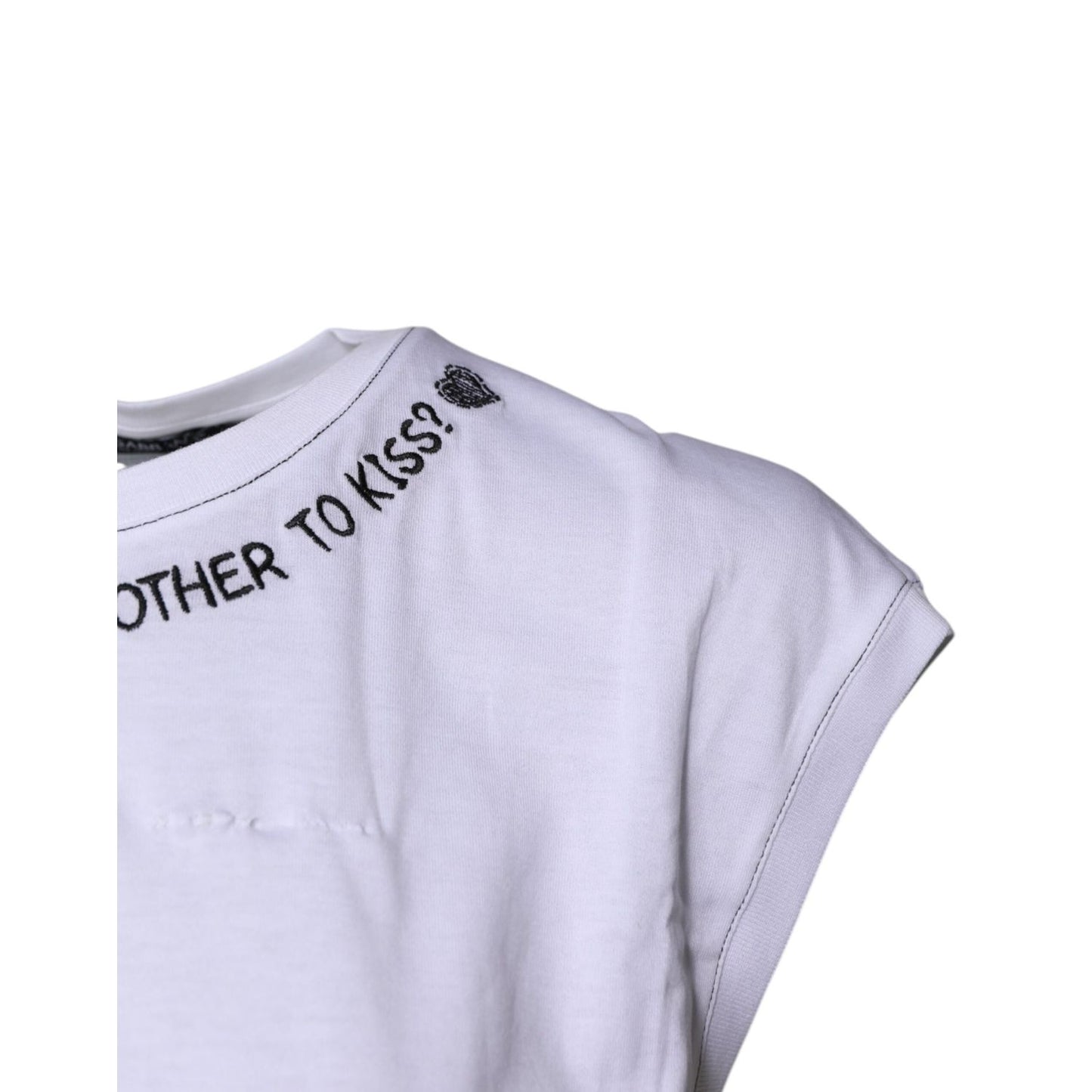 Dolce & Gabbana White Cotton Sleeveless Printed Tank T-shirt