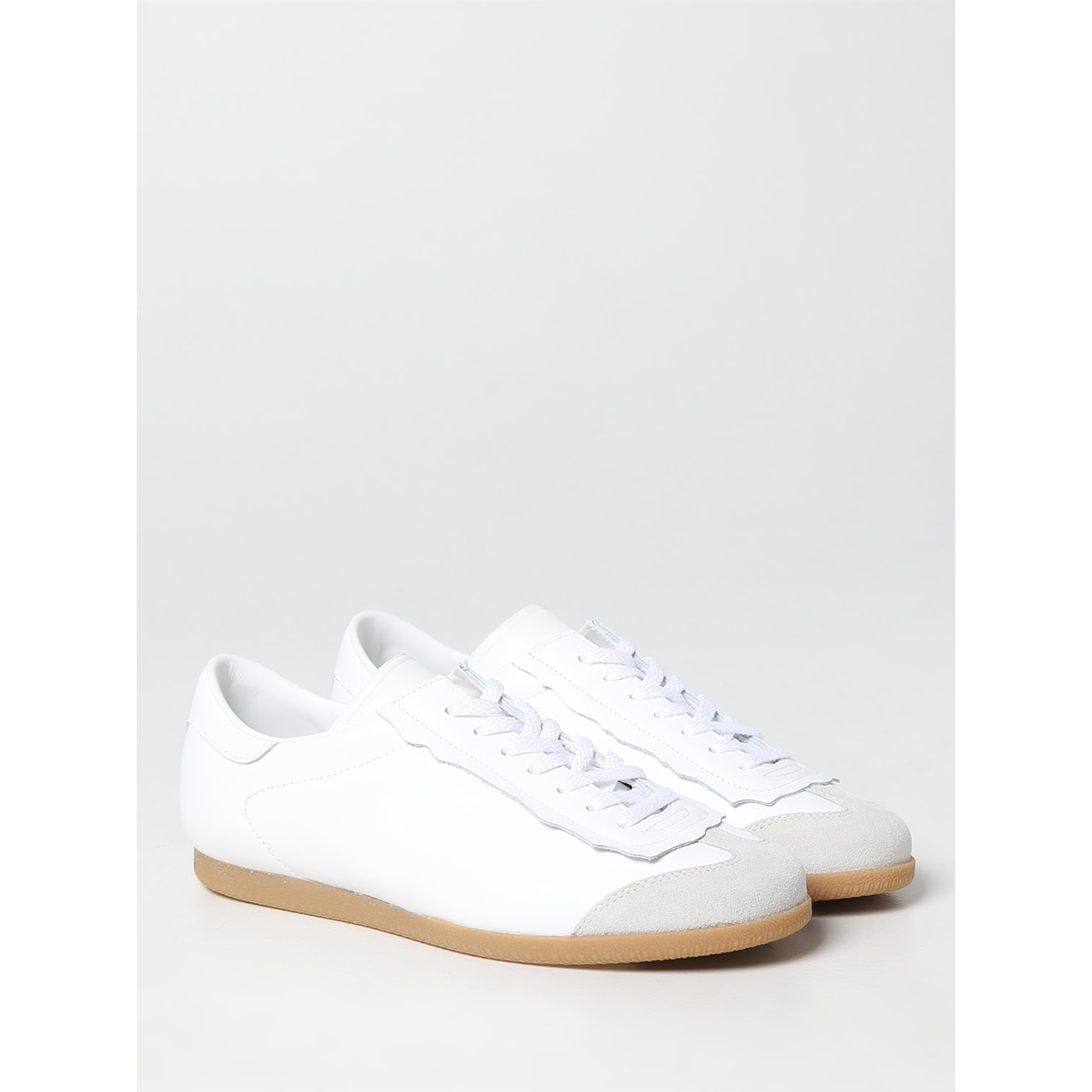 Maison Margiela Low Featherlight Leather And Suede Sneakers