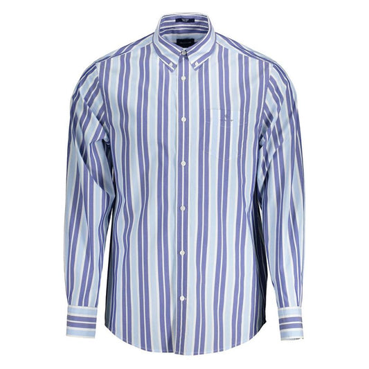 Gant Light Blue Cotton Men Shirt Gant Light Steel Blue