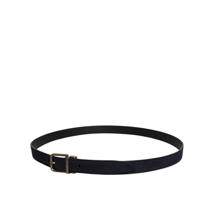 Dolce & Gabbana Black Goat Leather Metal Buckle Classic Belt