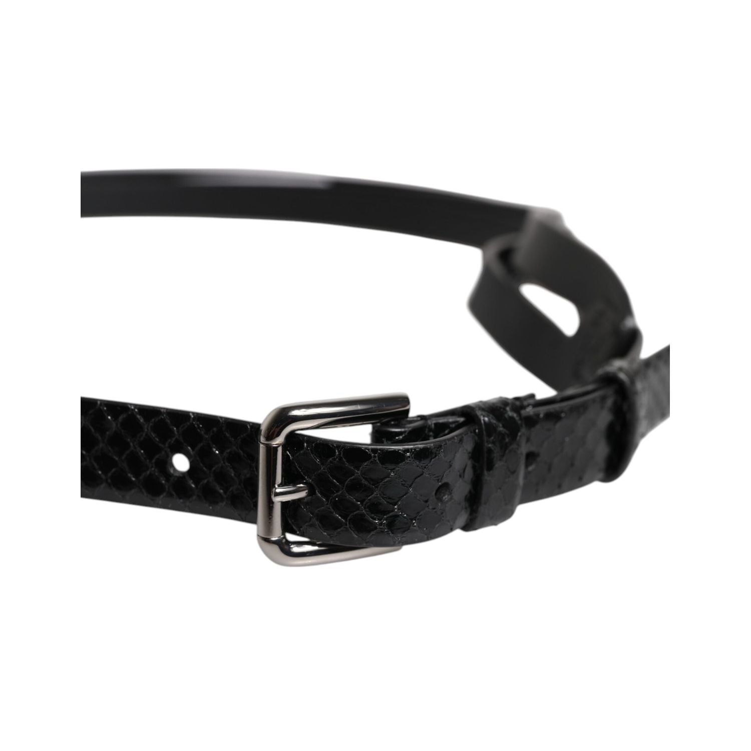 Dolce & Gabbana Black Leather Classic Metal Logo Buckle Belt