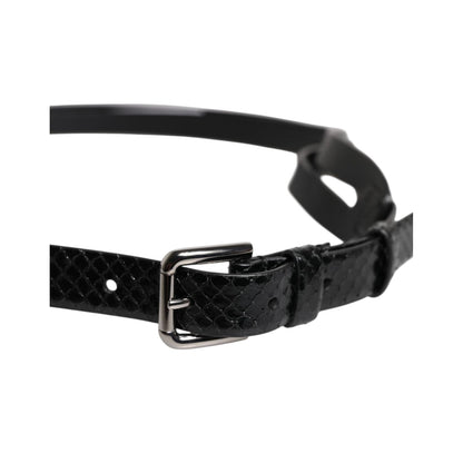 Dolce & Gabbana Black Leather Classic Metal Logo Buckle Belt