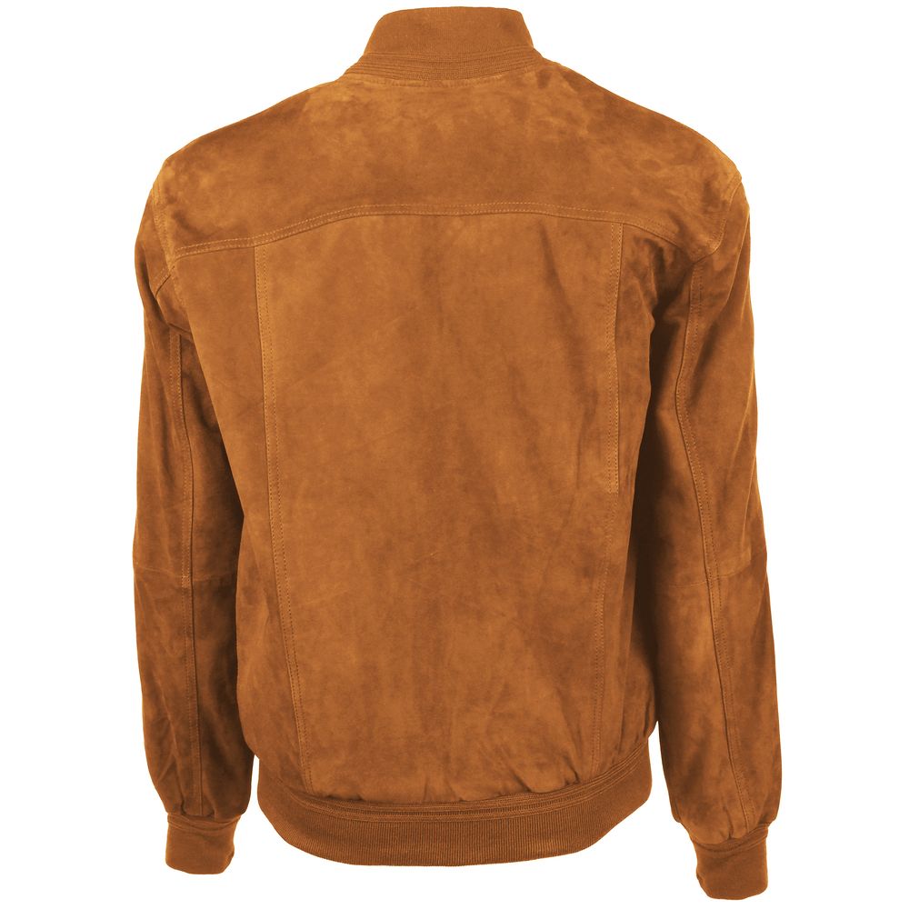 Emilio Romanelli Brown Calfskin Men Bomber Jacket