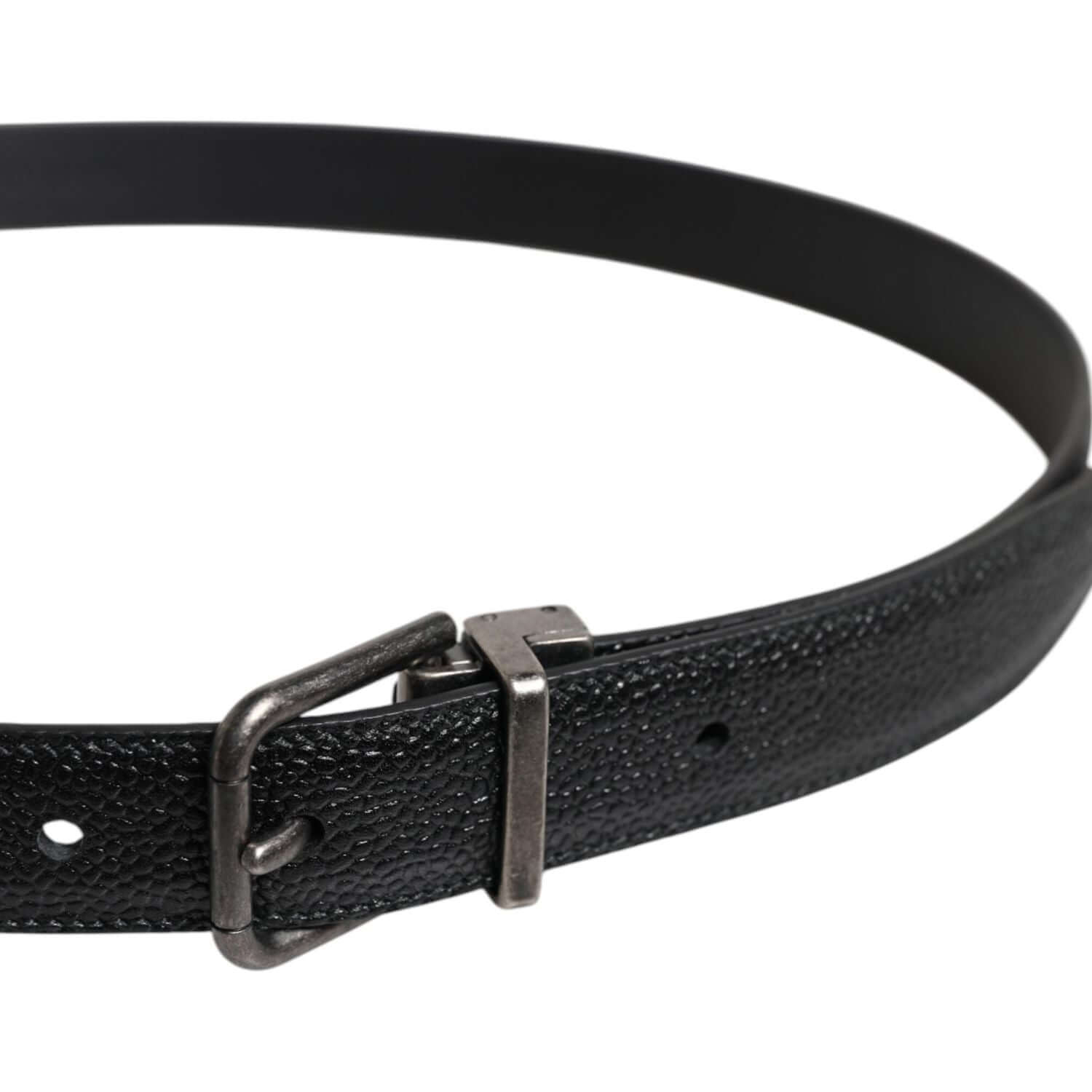 Dolce & Gabbana Black Calf Leather Classic Metal Buckle Belt