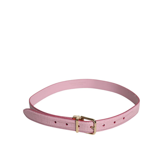 Dolce & Gabbana Pink Leather Gold Logo Metal Waist Buckle Belt WMB481-75