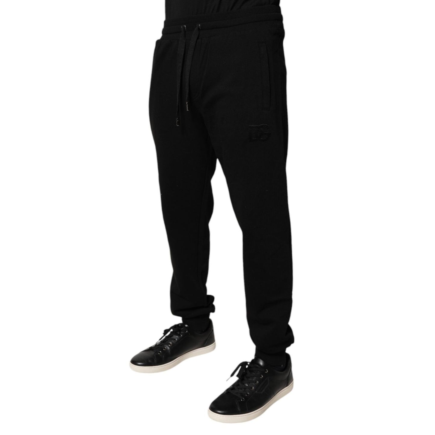 Dolce & Gabbana Black Cotton Mid Waist Jogger Sweatpants Pants PAN75500-44