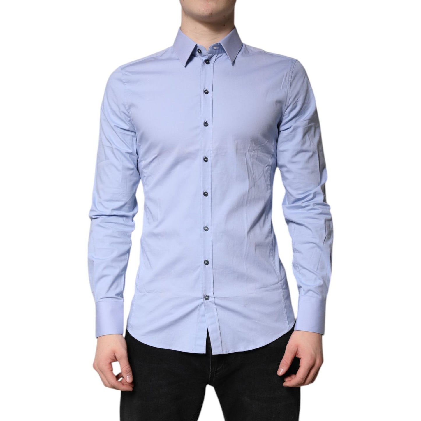 Dolce & Gabbana Light Blue Cotton SICILIA Dress Formal Shirt