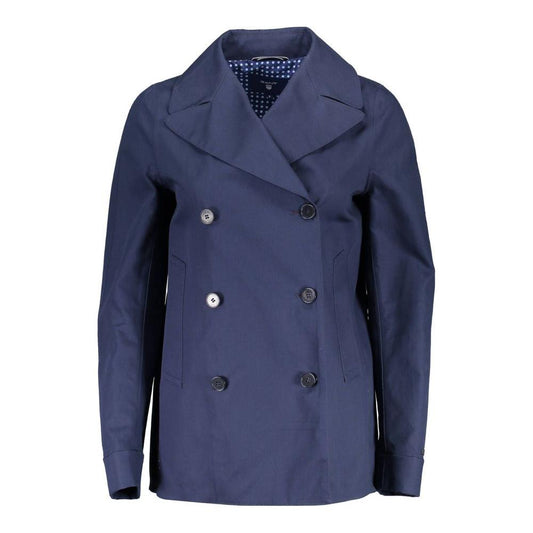 Gant Blue Cotton Women Jacket Gant Dark Slate Gray