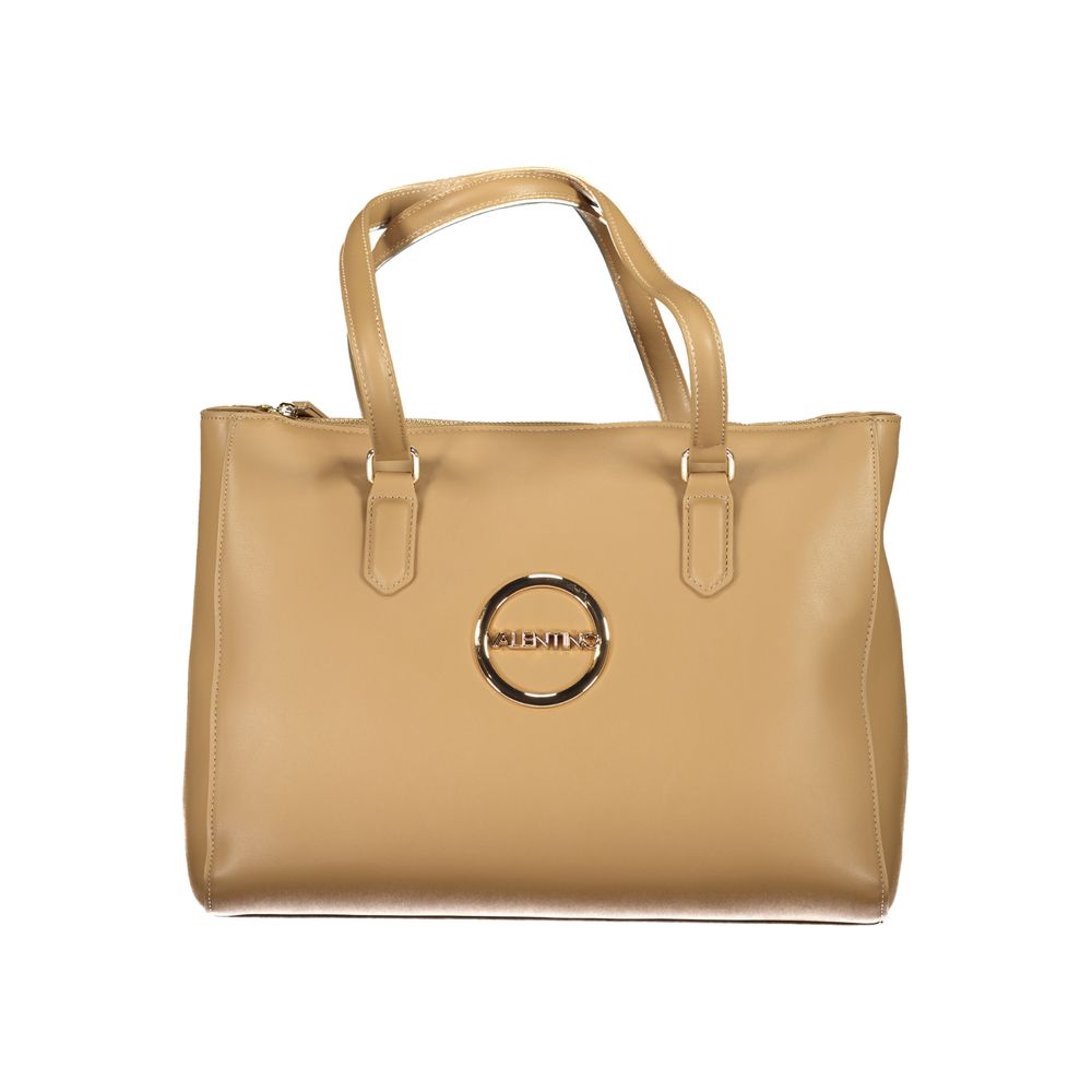 Mario Valentino Beige Polyethylene Women Handbag with iconic logo and structured design
