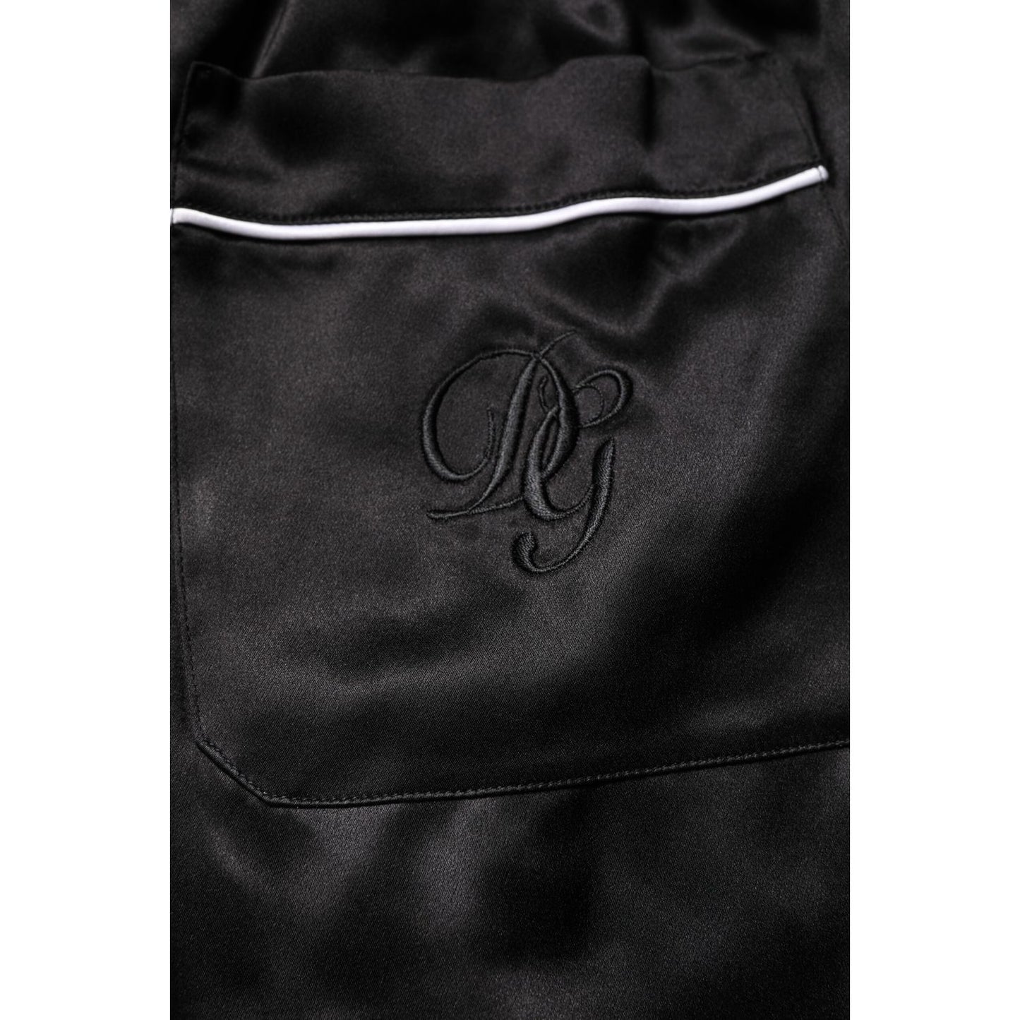 Dolce & Gabbana Black Silk Shirt Pants Pajama Set Sleepwear