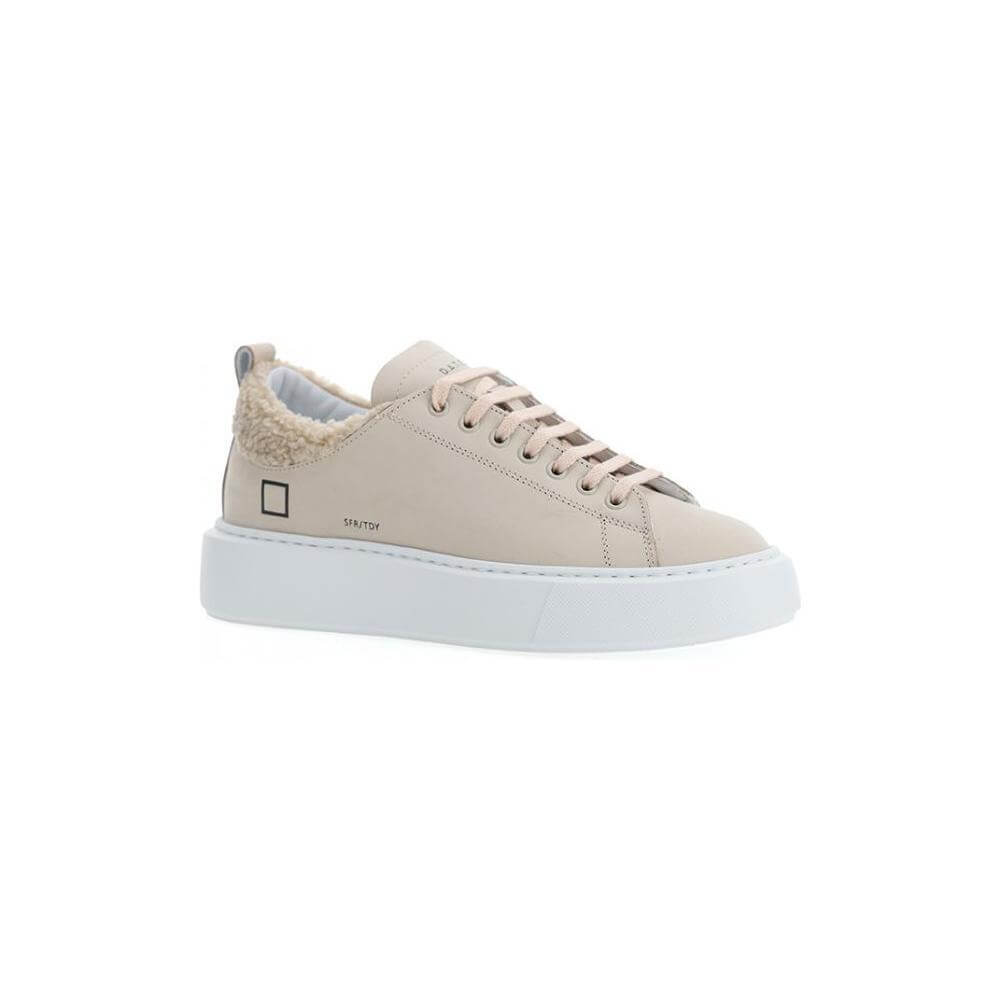 D.A.T.E Beige Leather Sneaker
