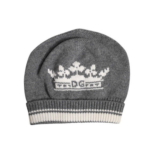 Dolce & Gabbana Gray Cashmere Knitted Winter Beanie Hat