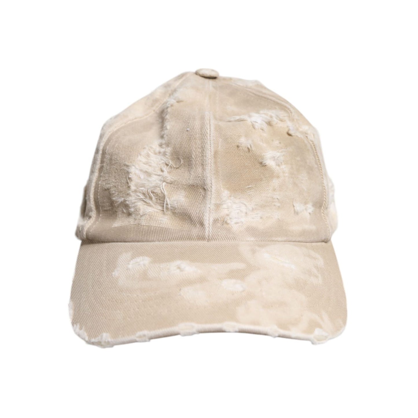 Dolce & Gabbana Beige Tattered Cotton 6 Panels Baseball Cap