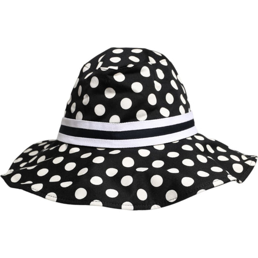 Dolce & Gabbana Black White Polka Dot Wide Brim Bucket Hat