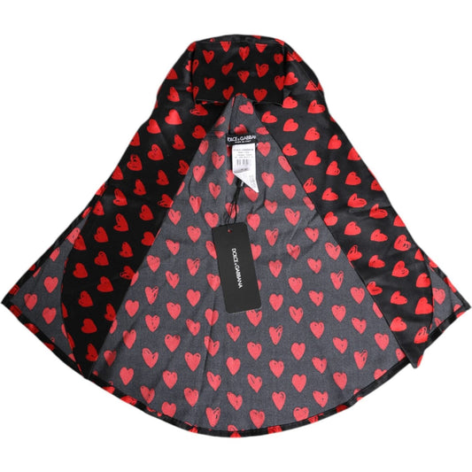 Dolce & Gabbana Black Red Hearts Polyester Hat
